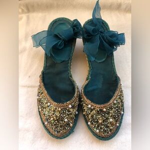 Close-Toed Lace up Espadrilles Wedge Sandals